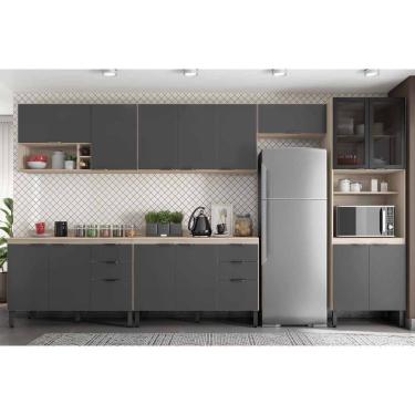 Imagem de Cozinha Completa Firenze 6 Peças (3aéreos+2balcões+1paneleiro) C6p129 Avena-grafito - Demóbile