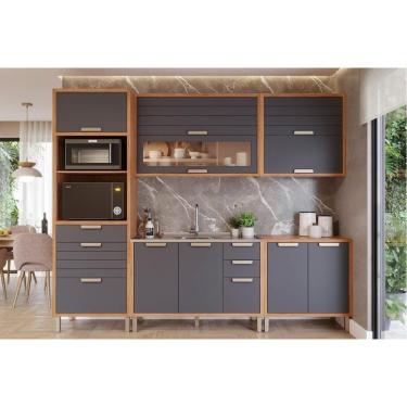 Imagem de Cozinha Completa Eloise 5 Peças (2aéreos+2balcões+1torrequente) C5p160 Cinamomo-titanium - Mgm