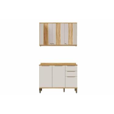 Imagem de Cozinha Modulada Ronipa Sauvignon Sauvignon 2 Peças (1aéreo+1balcão) C2p62 Amendoa-off White - Ronipa