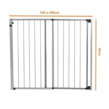 Imagem de Portão D Correr Largura Regulável 105 A 200Cm Alumínio Cinza