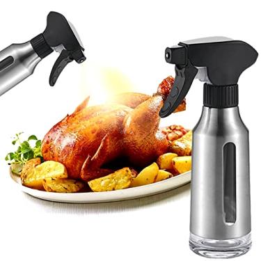 Imagem de Micyples Pulverizador de óleo para cozinhar, aço inoxidável, azeite de oliva para fritadeira a ar, frascos dispensadores de bico preto, redução de gordura, vidro para controle de óleo, pote de spray