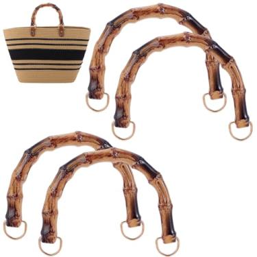 Imagem de Beebeecraft 4 peças de alças de imitação de bambu 11,5 cm alças de bolsa em forma de U de resina para substituição de bolsa de mão com anéis de liga D para acessórios de bolsa DIY feitos à mão