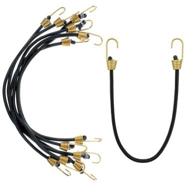 Imagem de Pacote com 12 mini cordas elásticas com ganchos, cordas elásticas resistentes pequenas de 25 cm com ganchos para acampamento ao ar livre, tiras elásticas, conjunto versátil para lonas, tendas