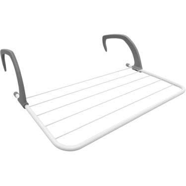 Imagem de Varal Portátil Dobrável para Roupas, Branco e Cinza, 53x34cm, Regulável para Janela e Sacada, 2,6 Metros de Capacidade Total