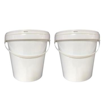 Imagem de Balde Redondo 3.6 Litros Branco com Tampa Lacre e Alça Plástica BPA Free | Atóxico | Vedação Segura | Uso Alimentício | Kit 02 Peças