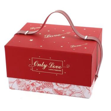 Imagem de Caixa portátil de papel vermelho Only Love Lasts Forever com folha de 