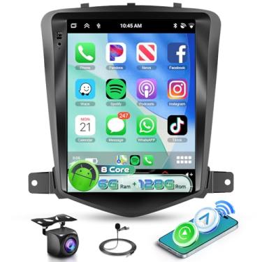 Imagem de Estéreo automotivo 8Core 6G + 128G para Chevy Cruze 2009-2015, rádio Android 15 com DSP 32-EQ, tela de toque vertical IPS de 9,7 polegadas, carro sem fio/Android Auto, GPS, WiFi, FM/RDS, SWC, câmera