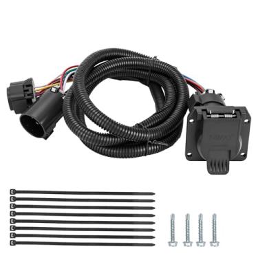 Imagem de C-Tzu Extensão de cablagem de reboque de 7 pinos de 7 pés para Chevy Silverado, Ford F150 F250 F350, GMC Sierra, Ram 1500 2500 3500, Titan, Tundra - Compatível com reboques de quinta roda e