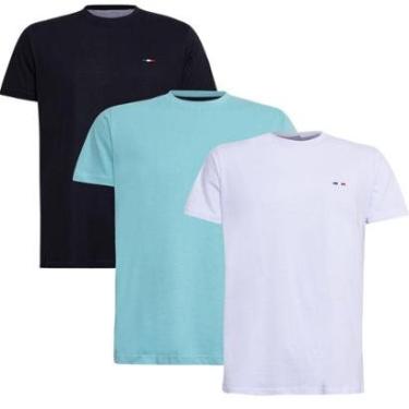 Imagem de Kit 3 Peças Camisetas Básicas Masculina Industrie em Algodão Premium no Estilo Tommy Bordado França-Masculino