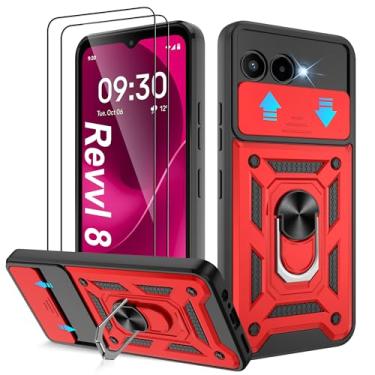 Imagem de ATUMP Capa para celular T-Mobile REVVL 8 com (2 peças) protetor de tela HD, resistente à prova de choque com rotação de 360° com suporte de metal [grau militar] capa protetora para Revvl 8 5G