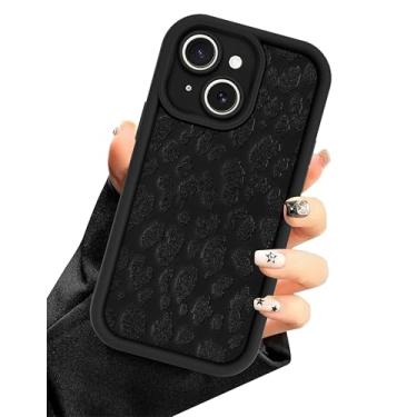 Imagem de Aitipy Capa de telefone Cheetah para iPhone 14 Plus, linda e estética com estampa de leopardo, capa protetora fina de silicone macio à prova de choque para mulheres e meninas - preta