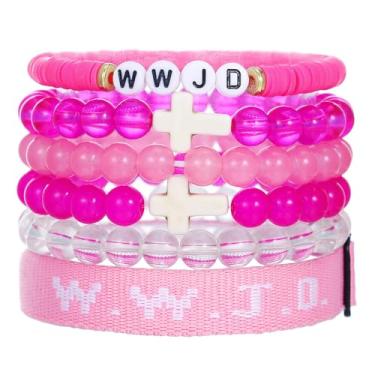 Imagem de MMIUAEG WWJD Conjunto de pulseiras de contas cruzadas What Would Jesus Do Pulseiras Feitas à Mão Boa Proteção Bênção Joias Cristãs Religiosas para Páscoa, Natal, Dia das Mães, Medium, Zinco, Sem Pedra