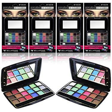 Imagem de Kit 4 Estojo Paleta De Sombra Cintilante Bella Femme 18 Tons