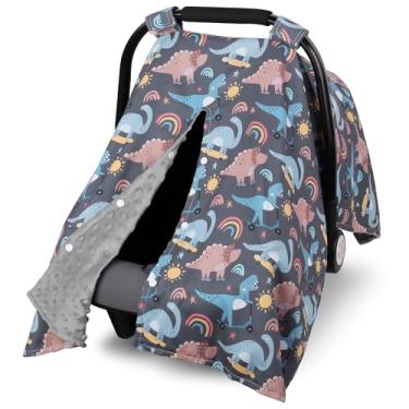 Imagem de Metplus Capa para assento de carro de bebê dinossauro 2 em 1, dossel de assento de carro para bebês, capa de amamentação multiuso para mãe, capas de transporte de bebê, meninos recém-nascidos,