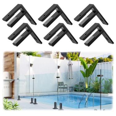 Imagem de LukLoy Pacote com 6 braçadeiras de parede para vidro revestidas com pó preto em forma de F para ambientes externos para 3/20.3 cm-1/5.1 cm (10 mm-13,52 mm), SS304 clipes de grampo de grade de vidro