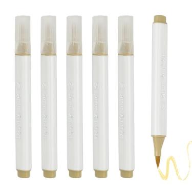 Imagem de PATIKIL Caneta de aquarela de arte, 6 peças, caneta de aquarela triangular de ponta macia para escritório, artesanato, álbuns, escrita, diário, desenho, caligrafia, bege