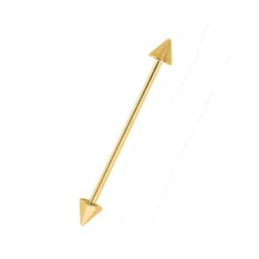 Imagem de Piercing Bastao Transversal Dourado Bolinha Spyke Aço Cirurgico - Orem