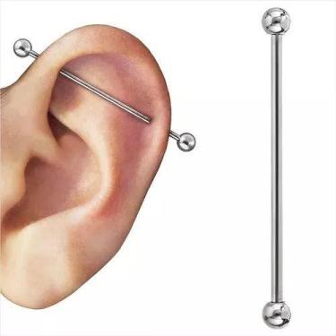 Imagem de Piercing Transversal Prata Titânio G23 40mm Hipoalergico  - Oremte