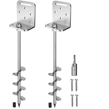 Imagem de Insaga Âncoras de solo de 61 cm de aço sólido resistente de 10 mm com placa em forma de L, para trampolim casa móvel conjunto swing barraca de garagem de galpão, lâmina de hélice de 5 cm e acabamento
