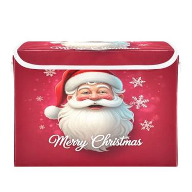 Imagem de SEHANY Cestas de armazenamento de Papai Noel de Natal com tampas, organizador de caixas de armazenamento de tecido para armário de roupas, cobertor de escritório, berçário, 42 x 32 x 30 cm