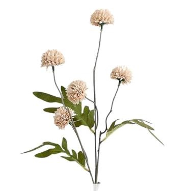 Imagem de Buquê Artificial De Dente De Leão E Rosa-1 Peça Tem Flores Artificiais De Seda De 5 Cabeças Com Folhas De Eucalipto (Branco de outono)