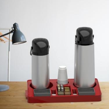 Imagem de Bandeja Organizadora Porta Garrafa Grande Sachês Açúcar Café Chá Vermelho