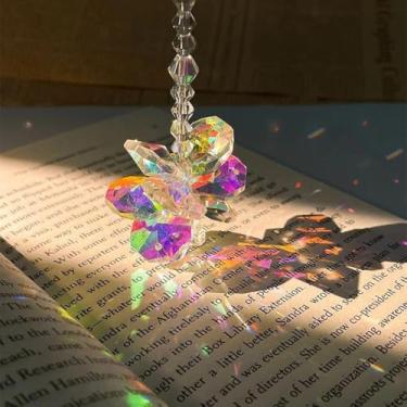 Imagem de 1 pingente de apanhador de sonhos de cristal colorido, enfeite de carro de vitral, adequado para casa, restaurante e café.