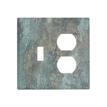 Imagem de Nadoabtm Capas de tomada texturizadas azul bege estilo industrial 1 interruptor 1 duplex decorativo placa de parede capa de tomada interruptor de luz elétrica capas de placa de interruptor para sala
