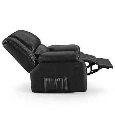 Imagem de Poltrona Do Papai Reclinável Melim Power Elétrica Massagem Pu Fh1 - D'rossi Cor Preto
