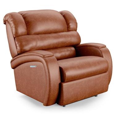 Imagem de Poltrona Papai Reclinável Napoli Elétrica Botão Led Massagem Pu Brilho Fh1 Caramelo