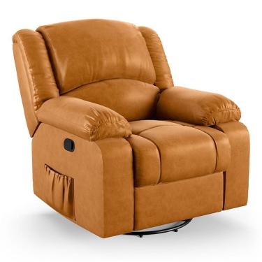 Imagem de Poltrona Do Papai Reclinável Melim Glider Giratória Massagem Pu Fh1 - D'rossi Cor Whisky