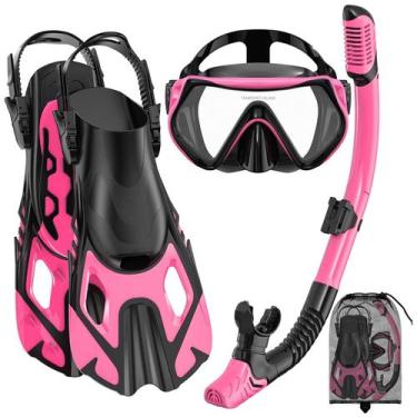 Imagem de Equipo de snorkel con máscara, aletas y tubo respirador para adultos -