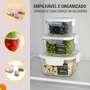 Imagem de Conjunto 3 Potes Herméticos Quadrados  Ideal para Armazenar Alimentos 