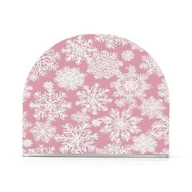 Imagem de Qilmy Lindo suporte de guardanapo de flocos de neve de Natal para mesas, porta-guardanapos de papel de placa acrílica elegante, dispensador de papel de seda independente moderno para sala de jantar