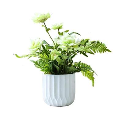 Imagem de YYBOES Flores artificiais, sala de estar, flores de lótus com vaso durável para decoração de festa de casamento, festa de casamento, planta artificial