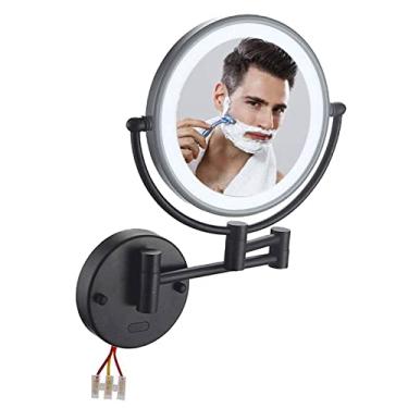 Imagem de Espelho de maquiagem, com luzes LED, espelho de maquiagem montado na parede, espelho de banheiro giratório de dois lados, para maquiagem, barbear