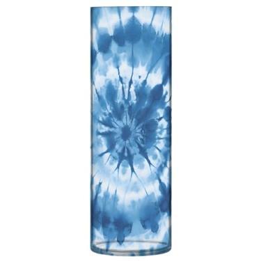 Imagem de CEBUGI Vaso de flores azul tie-dye 10 cm x 30 cm Vaso cilíndrico para flores, vaso transparente inquebrável para decoração de casa de festa de casamento