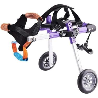 Imagem de PUJPOQRP Cadeira de rodas para cães, carrinhos de cachorro para reabilitação de pernas traseiras, cadeira de rodas para pernas traseiras deficientes, cão pequeno, gato/cachorrinho para andar (tamanho