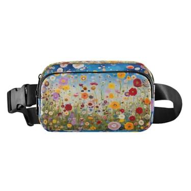 Imagem de CEBUGI Mini pochetes de caminhada para homens e mulheres, pochetes de flores modernas resistentes à água com cinto ajustável para treino, viagem, corrida