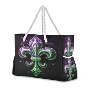 Imagem de Wassud Bolsa de praia feminina com símbolo verde, grande, impermeável, à prova de areia, bolsa de viagem com zíper e bolso para piscina, academia, acampamento