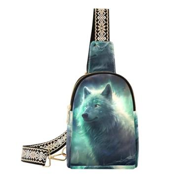 Imagem de CEBUGI Bolsa feminina Wolf pequena tiracolo de couro, pochete para trilhas, viagens ao ar livre