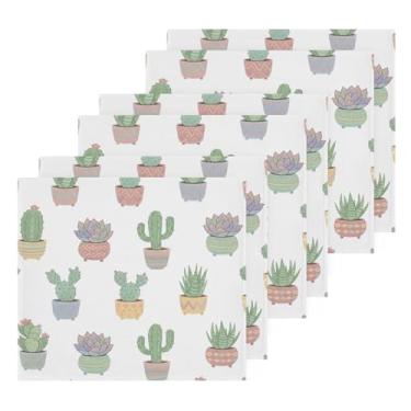 Imagem de Burbuja Pacote com 6 toalhas de algodão cacto, toalhas de rosto altamente macias e absorventes para banheiro, mão, cozinha, academia, limpeza, 30 x 30 cm