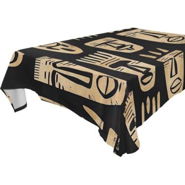 Imagem de YETTASBIN Toalha de mesa quadrada com máscara nativa, à prova d'água, resistente a rugas, lavável para piquenique, jantar, férias, cozinha, festa, decoração, 152 x 152 cm