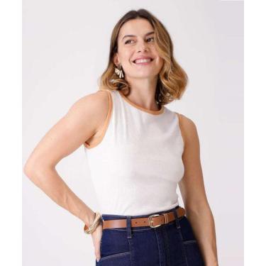 Imagem de Blusa Regata Feminina Canelada Marisa-20008, Off white, GG