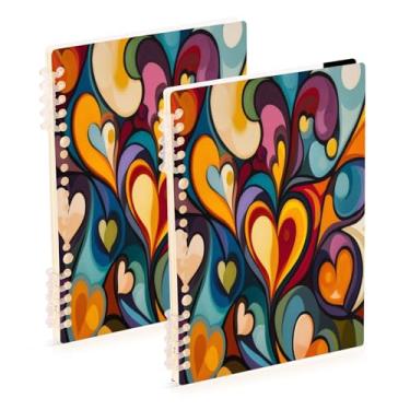Imagem de Burbuja Cadernos coloridos de coração para dia dos namorados, papel pautado universitário A5 com 60 folhas, fichário para diário, trabalho, escritório, 2 unidades