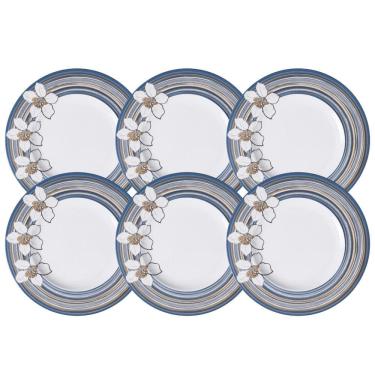 Imagem de Jogo De Pratos Rasos 28Cm Kit 6 Peças Nix Porcelana Decorada