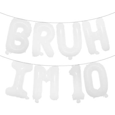 Imagem de Bruh Its My Birthday Decorations, Happy 10th Birthday Decoration Boy Bruh Im Ten 10 Balões, balões multicoloridos para festa Boy Bruh Im Ten (BRUH IM 10 White)