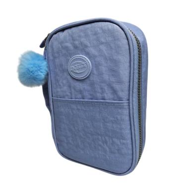 Imagem de Estojo Escolar Premium e Pompom Organização Completa Caneta Lápis Maquiagem Volta as Aulas Tendência