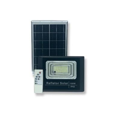 Imagem de Refletor Solar Led Holofote 100w Placa Solar Controle, sustentavel, fo