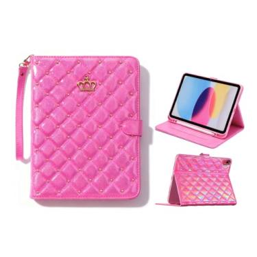 Imagem de Capa para Samsung Galaxy Tab S10 FE/ S9 FE 5G 10,9 polegadas/Tab S9 11 polegadas, capa fólio brilhante de couro PU com glitter e suporte para lápis, vários ângulos de visualização (rosa)